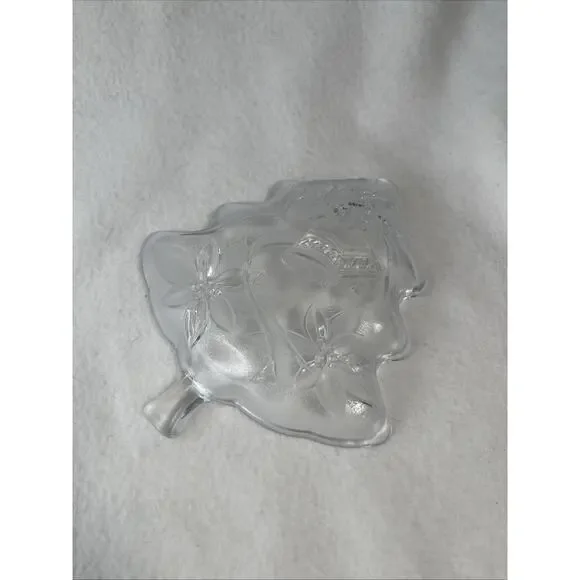 Holiday Clear Glass Tree Candy Dish w/ Bell & Flower Design - Picture 3 of 6